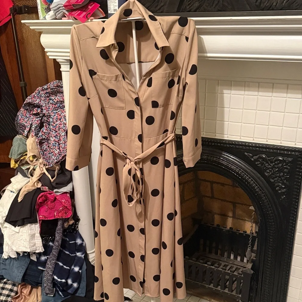 New York &‎ Company  Dress with Black Polka Dots- worn a few times